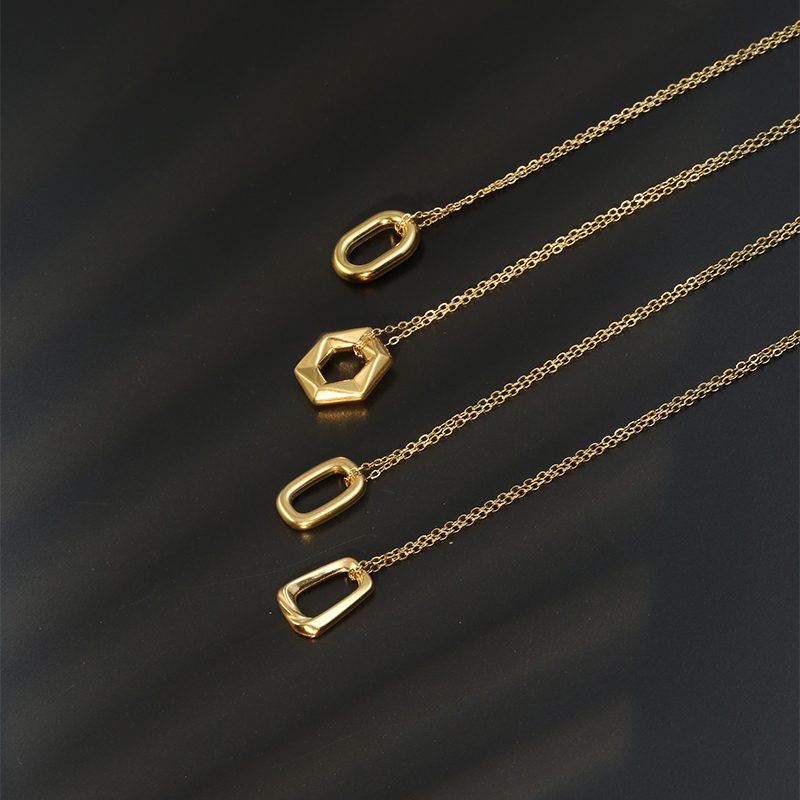 Acero Inoxidable Chapados en oro de 18k Estilo Simple Geométrico Collar Colgante display picture 2