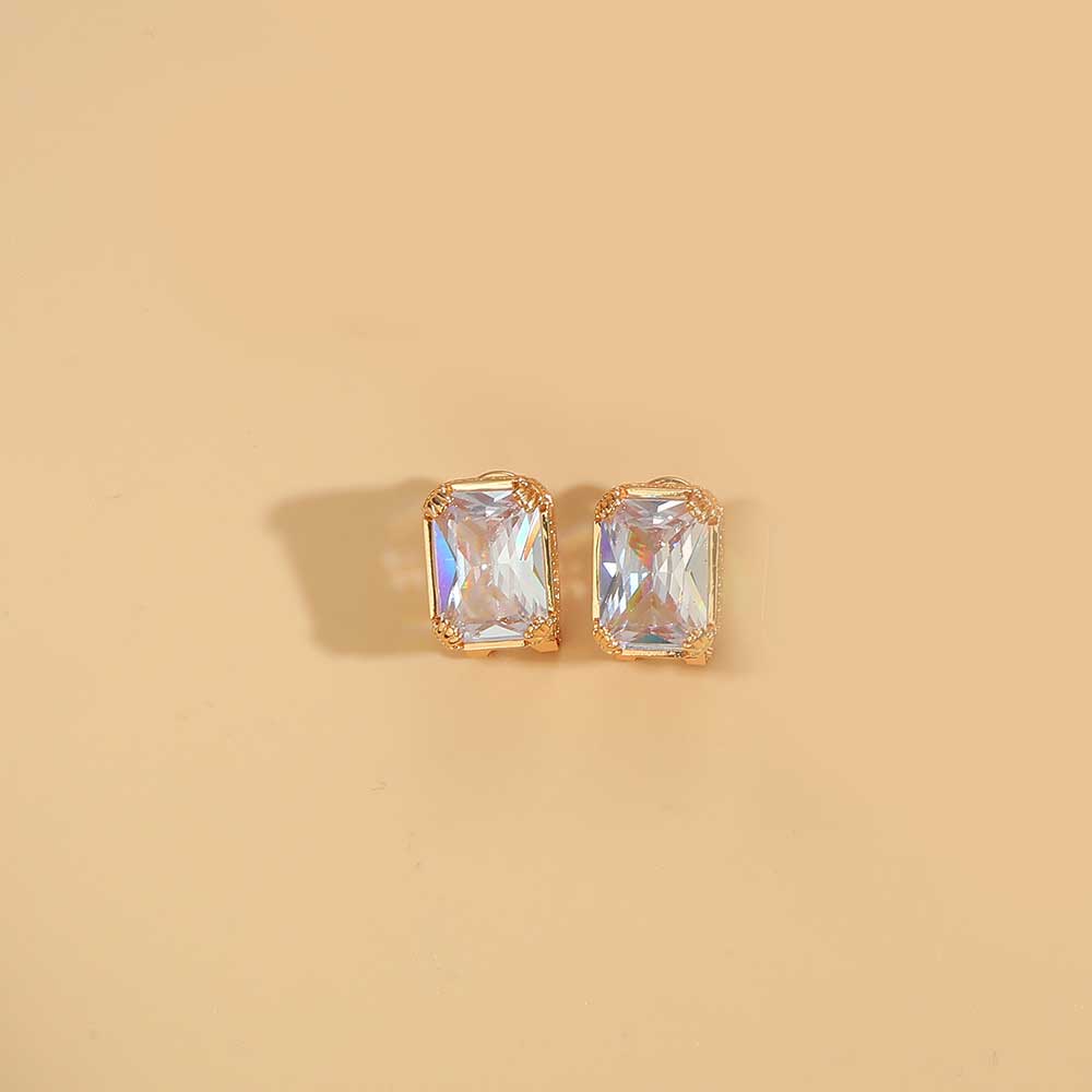 1 Pair Simple Style Square Inlay Copper Zircon 14K Gold Plated Earrings display picture 1