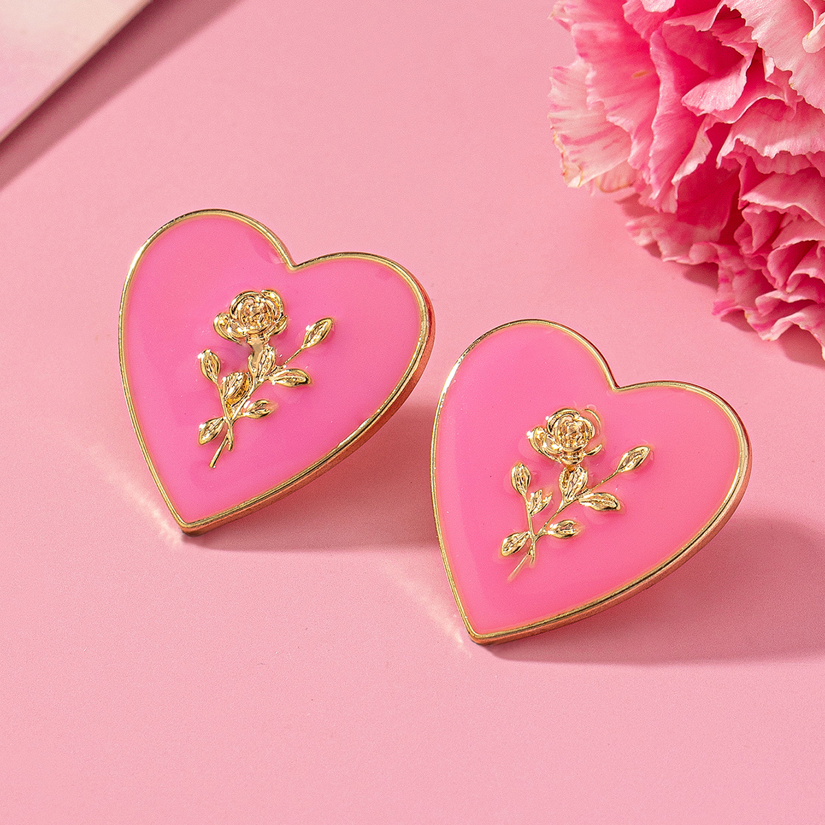 1 Pair IG Style Heart Shape Rose Alloy Ear Studs display picture 4