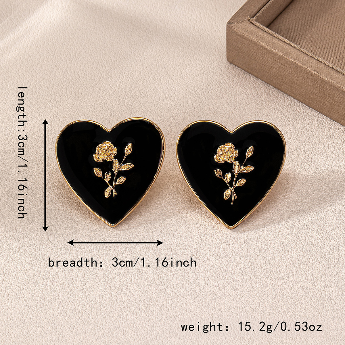 1 Pair IG Style Heart Shape Rose Alloy Ear Studs display picture 8