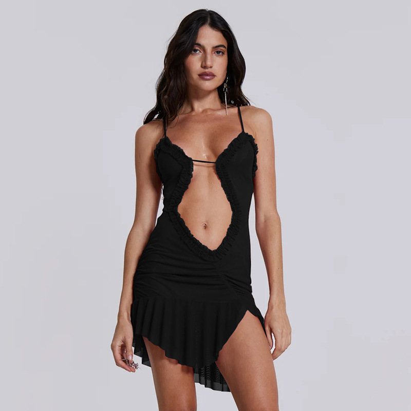 Women's Strap Dress Streetwear Collarless Backless Sleeveless Solid Color Above Knee Daily Swimming Pool Beach display picture 2