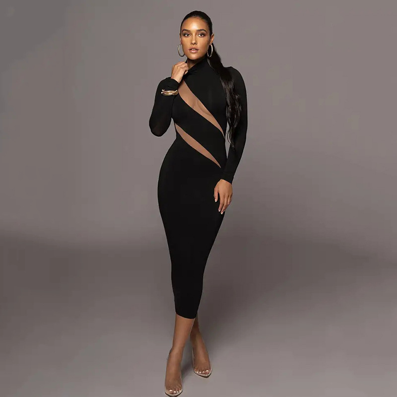 Women's Bodycon Dress Streetwear Round Neck Long Sleeve Solid Color Maxi Long Dress Banquet Party Date display picture 10