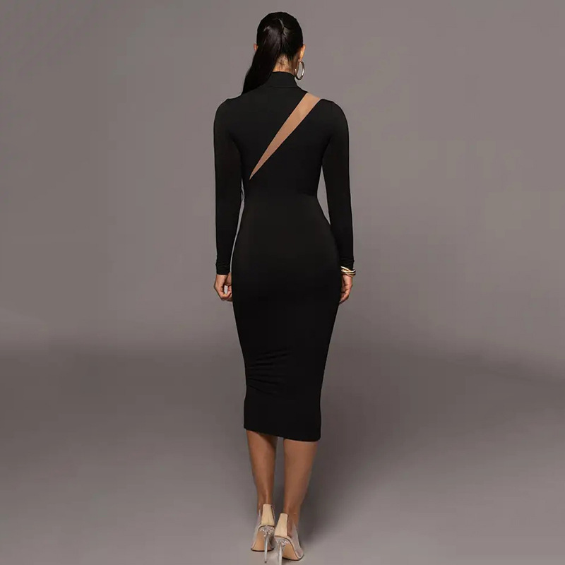 Women's Bodycon Dress Streetwear Round Neck Long Sleeve Solid Color Maxi Long Dress Banquet Party Date display picture 12