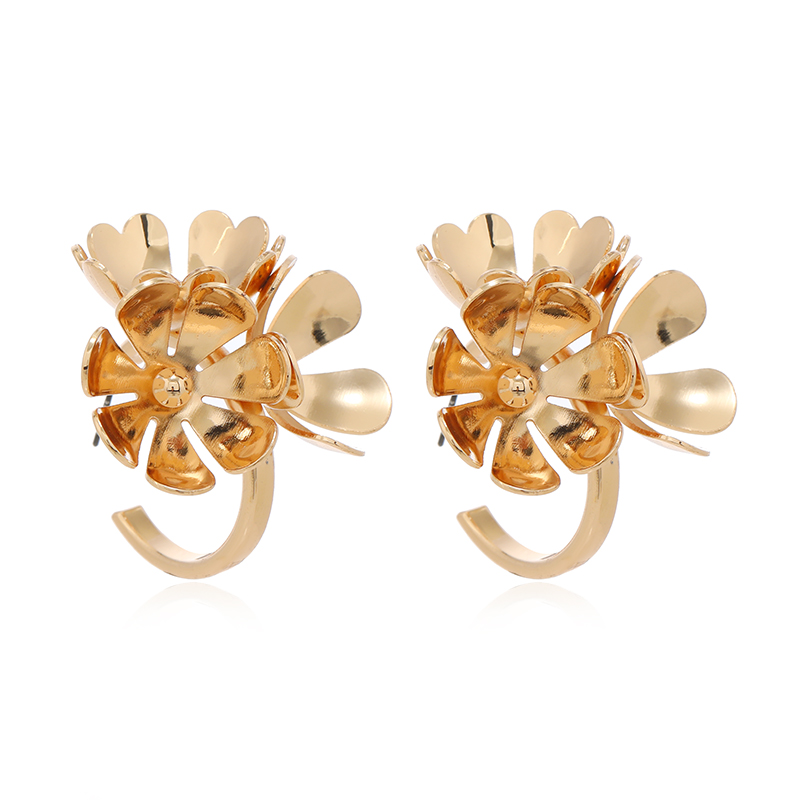 1 Pair IG Style Simple Style Round Flower Alloy 14K Gold Plated Drop Earrings Ear Studs display picture 1