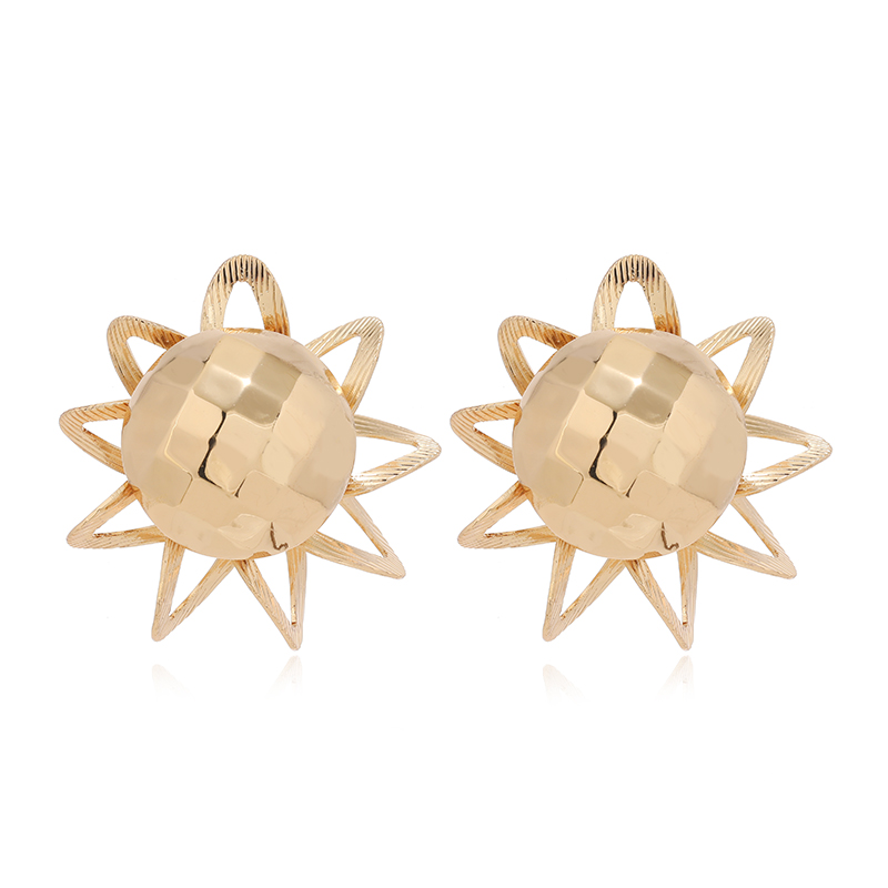1 Pair IG Style Simple Style Round Flower Alloy 14K Gold Plated Drop Earrings Ear Studs display picture 6