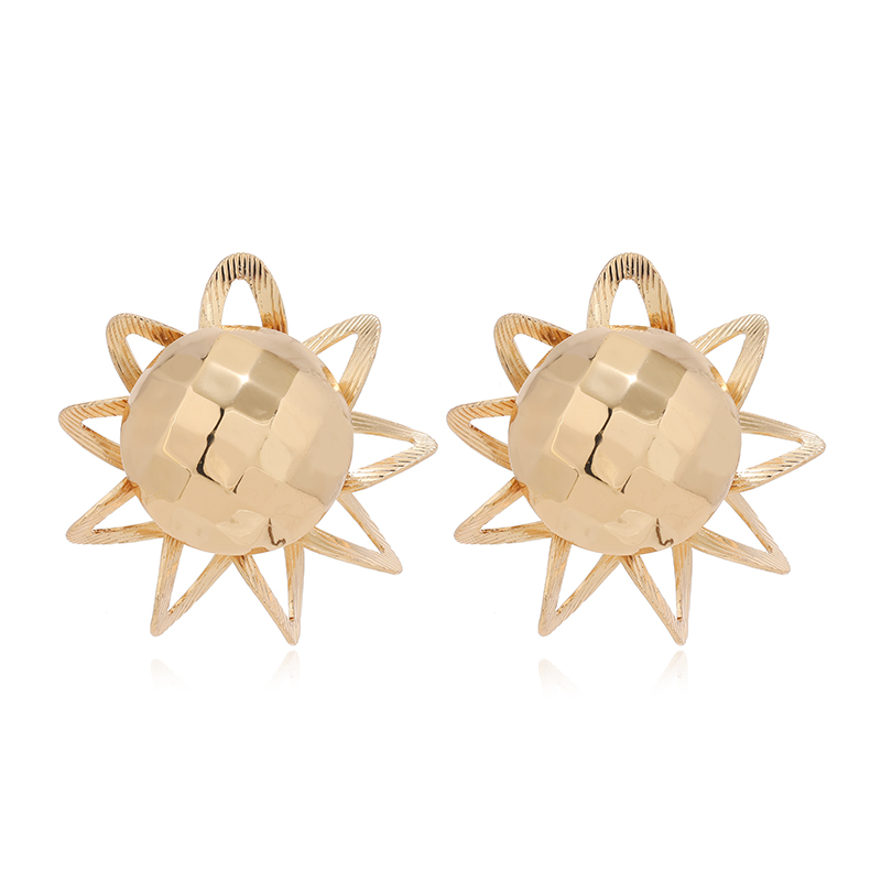 1 Paire Style IG Style Simple Rond Fleur Alliage Plaqué Or 14K Boucles D'oreilles Boucles D'Oreilles display picture 6