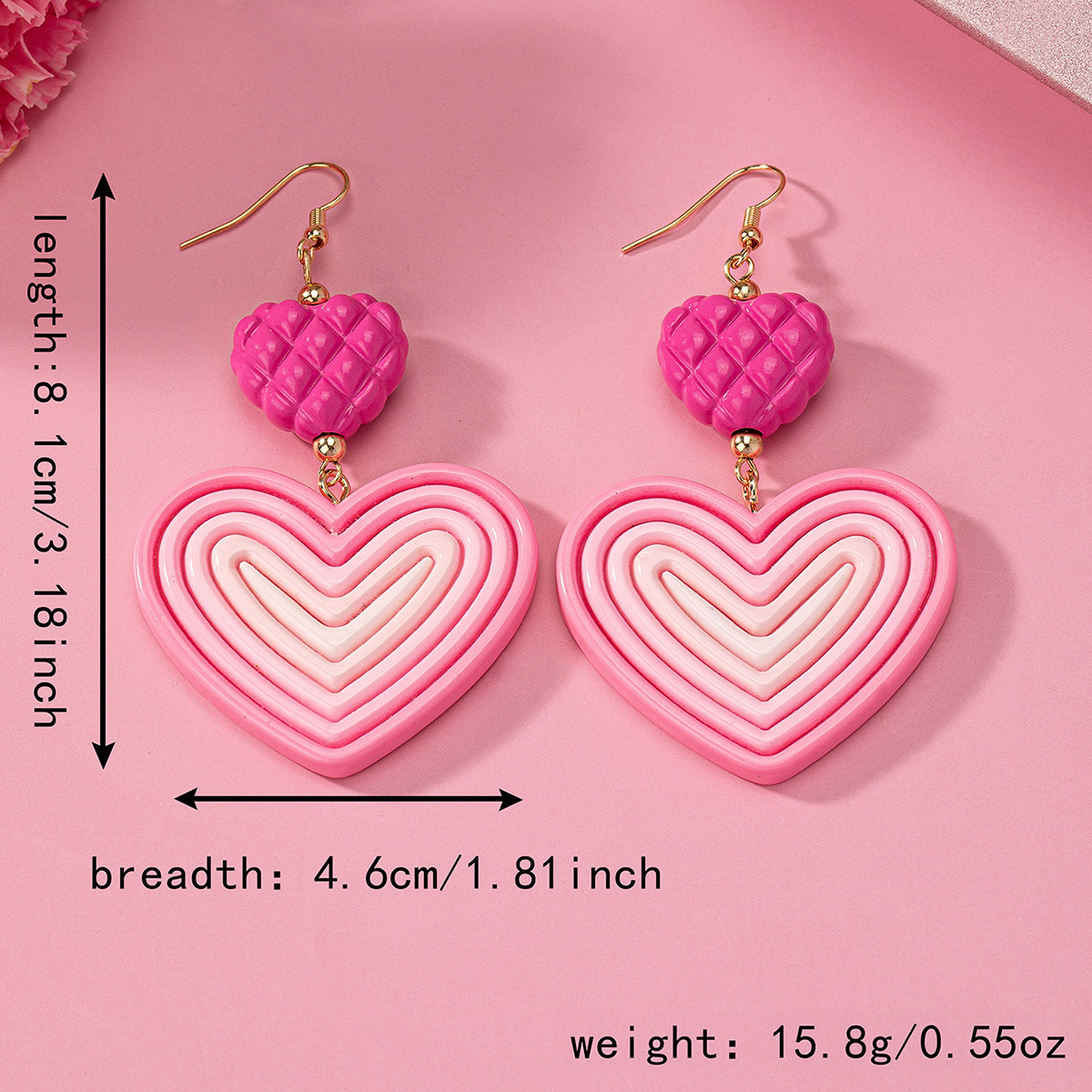 1 Pair IG Style Sweet Heart Shape Arylic Drop Earrings display picture 1