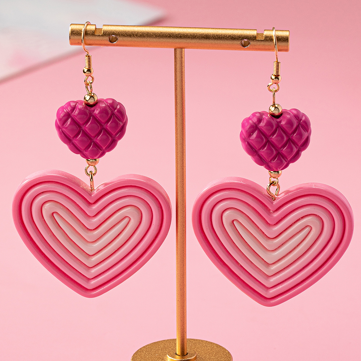 1 Pair IG Style Sweet Heart Shape Arylic Drop Earrings display picture 5