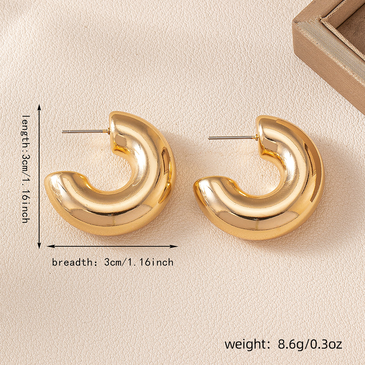 1 Pair Casual Simple Style C Shape Plastic Ear Studs display picture 1