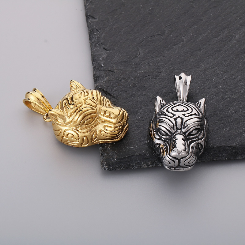 Stainless Steel 18K Gold Plated Punk Tiger Charms Rings Bracelets display picture 10