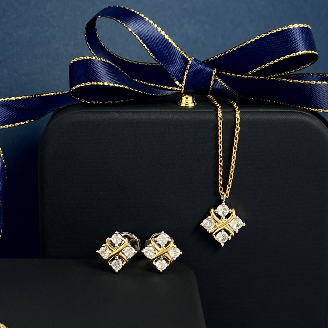 Copper 18K Gold Plated IG Style Commute Shiny Square Inlay Zircon Earrings Necklace display picture 9