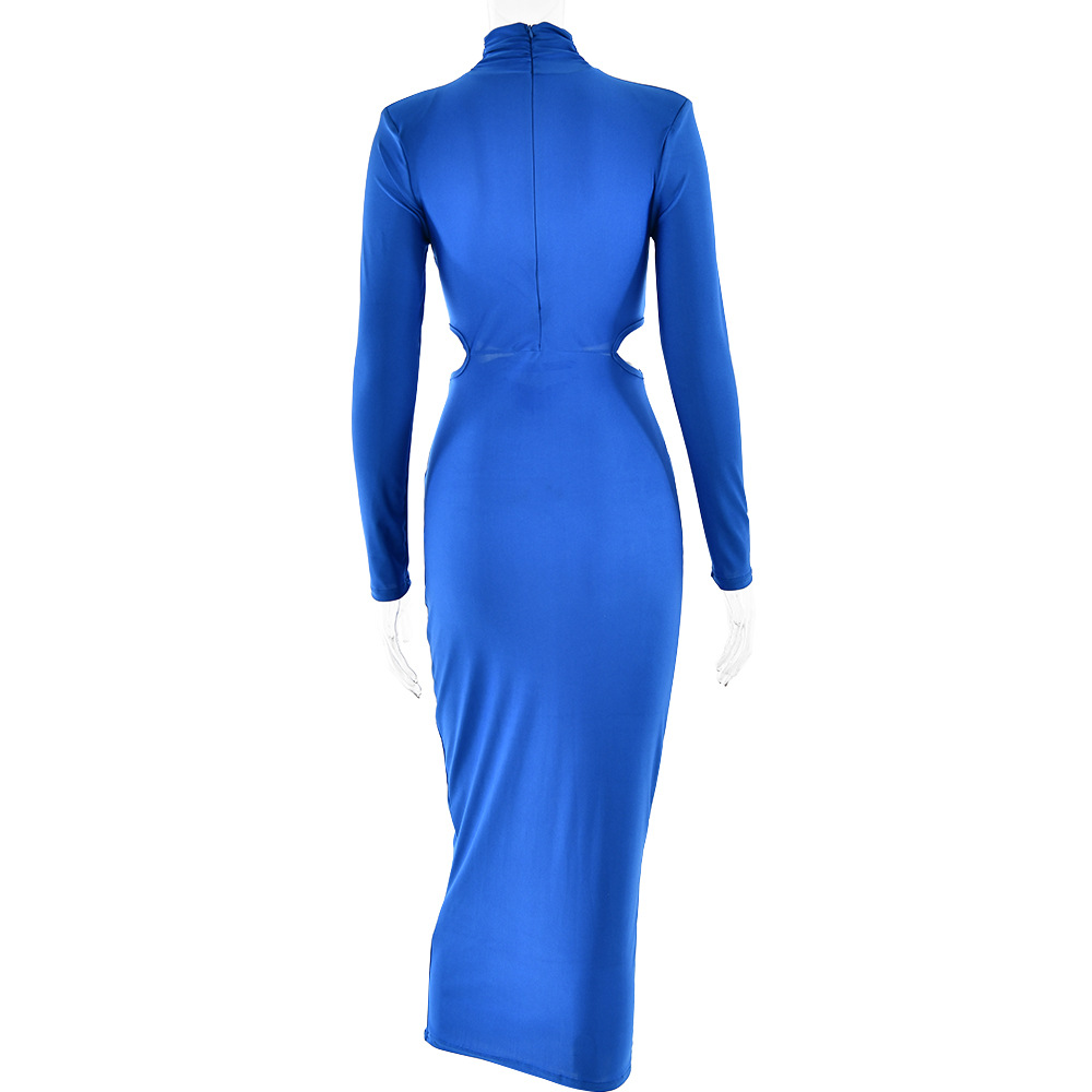 Women's Sheath Dress Streetwear Turtleneck Long Sleeve Solid Color Maxi Long Dress Banquet Date display picture 12
