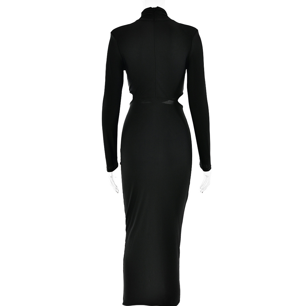 Women's Sheath Dress Streetwear Turtleneck Long Sleeve Solid Color Maxi Long Dress Banquet Date display picture 16