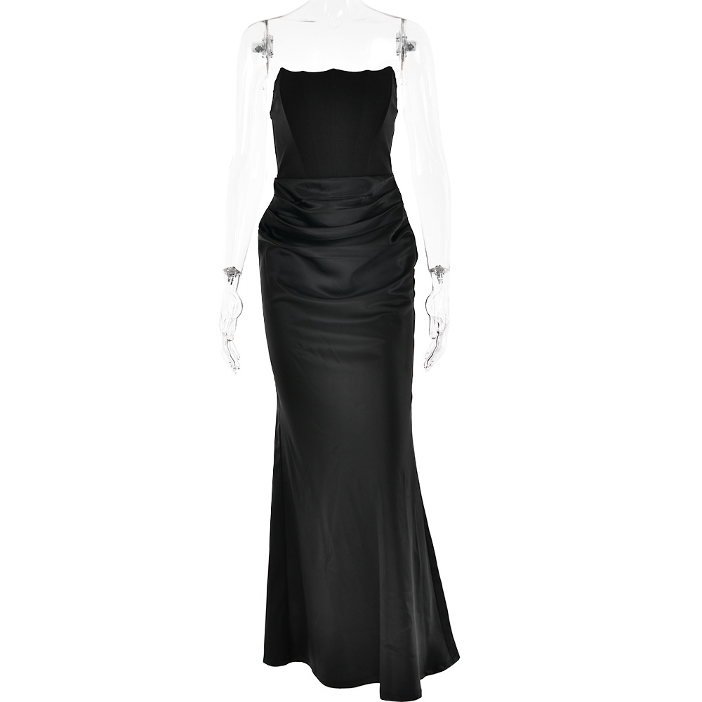 Women's Regular Dress Streetwear Boat Neck Backless Sleeveless Solid Color Maxi Long Dress Masquerade display picture 4