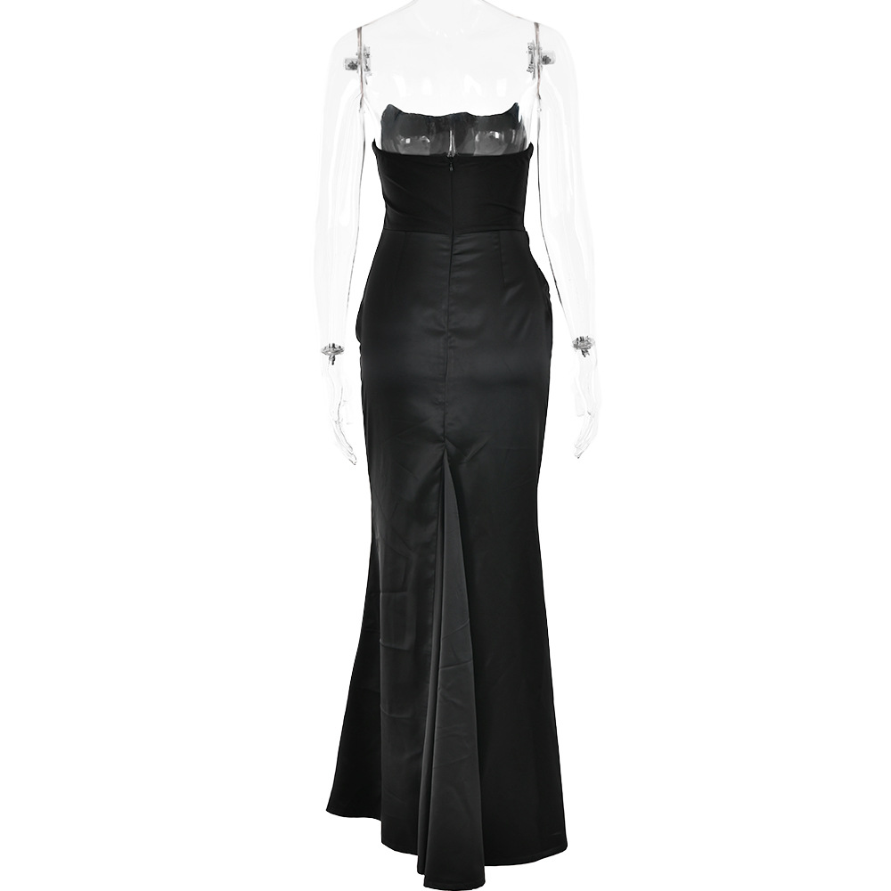 Women's Regular Dress Streetwear Boat Neck Backless Sleeveless Solid Color Maxi Long Dress Masquerade display picture 6