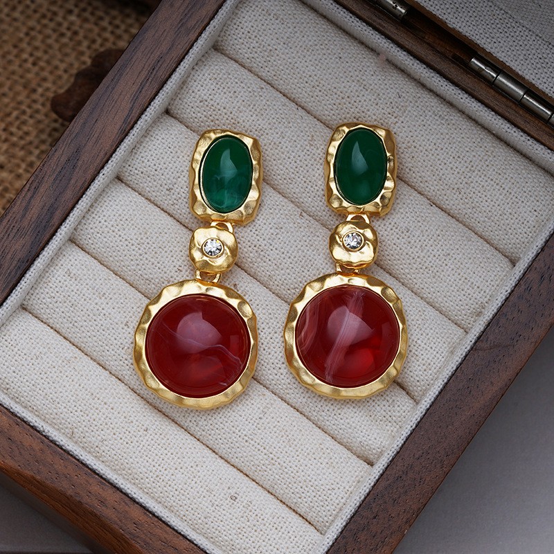1 Pair Elegant Vintage Style French Style Flower Inlay Alloy Glass Pearl 18K Gold Plated Drop Earrings display picture 24