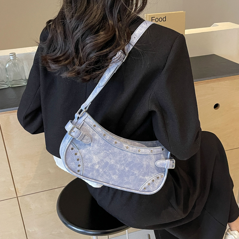 امرأة جلد غير حقيقي هندسي كتلة اللون نمط خمر سحاب البنطلون حقيبة الإبط display picture 3