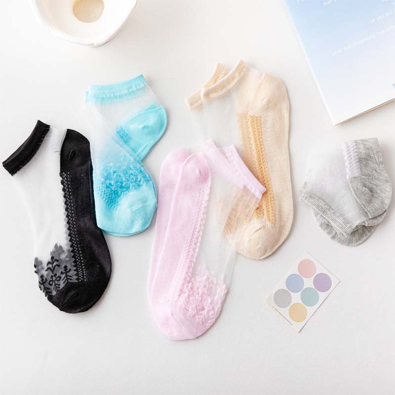 Women's Simple Style Classic Style Solid Color Holiday Daily Transparent Hollow Out Socks display picture 1