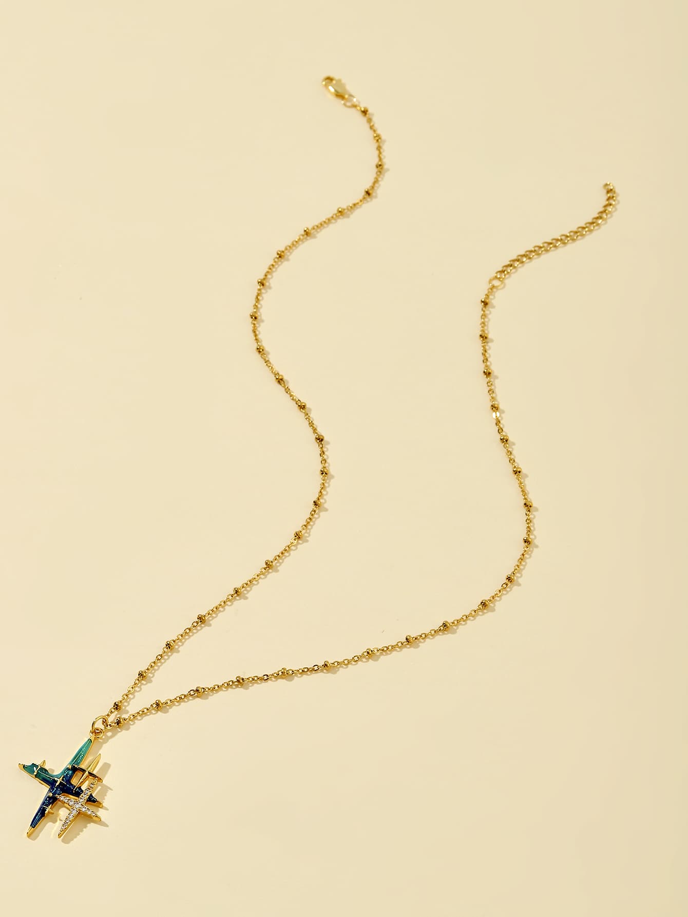 Kupfer 18 Karat Vergoldet IG-Stil Sonne Stern Inlay Zirkon Halskette Mit Anhänger display picture 2
