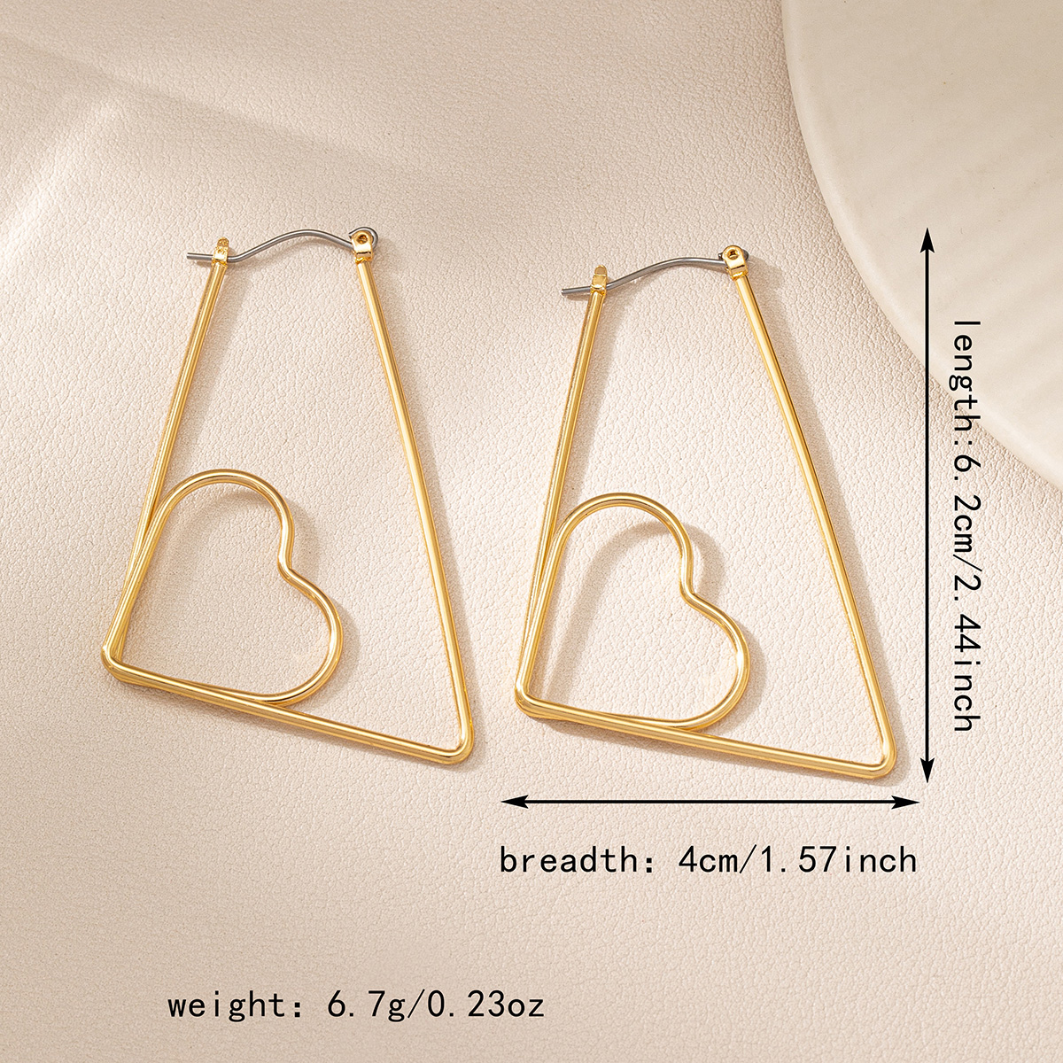 1 Pair IG Style Exaggerated Heart Shape Plating Ferroalloy Earrings display picture 1