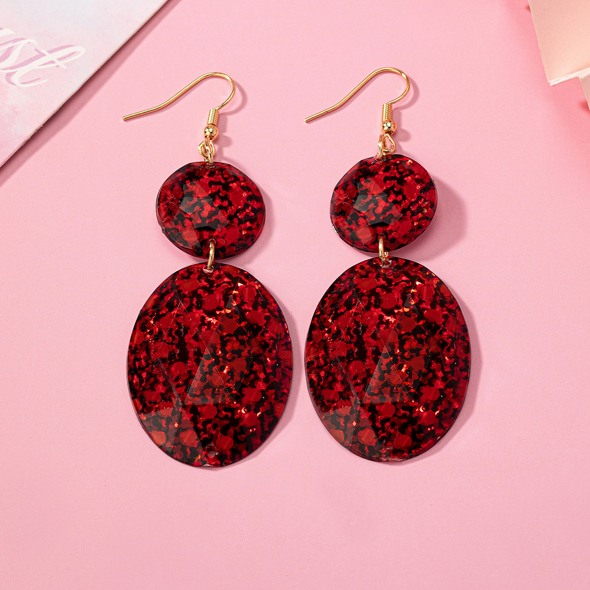 1 Pair Bohemian Round Oval Plating Arylic Drop Earrings display picture 5