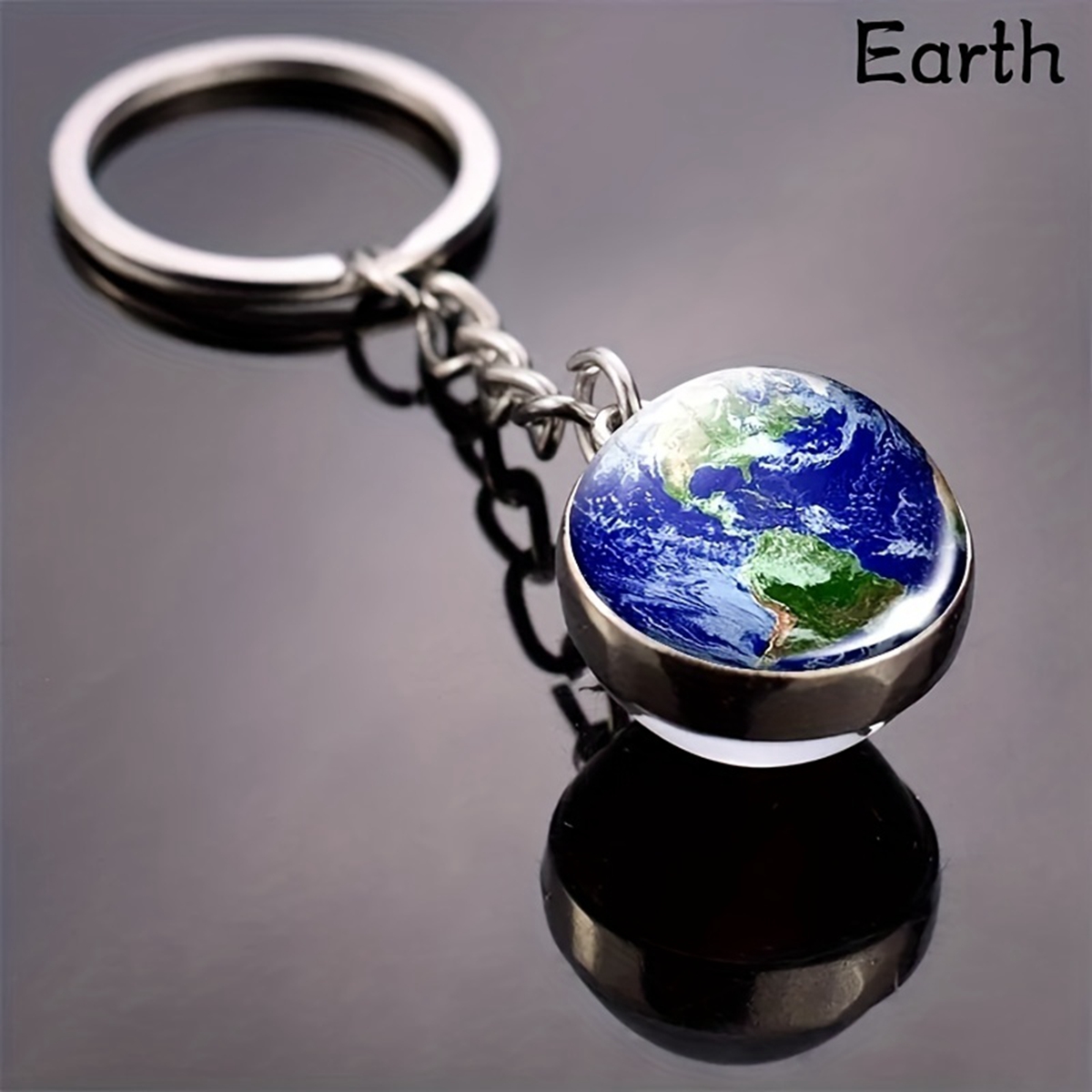 Modern Style Earth Stainless Steel Glass Inlay Glass Unisex Keychain display picture 9