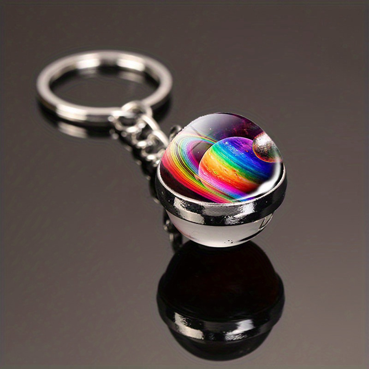 Modern Style Earth Stainless Steel Glass Inlay Glass Unisex Keychain display picture 11