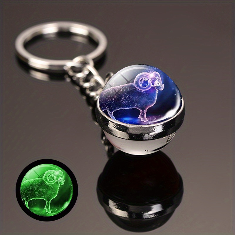 Simple Style Constellation Glass Synthesis Alloy Glass Unisex Keychain display picture 4