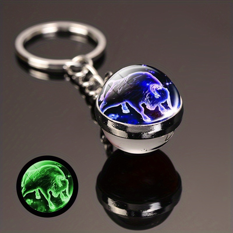 Simple Style Constellation Glass Synthesis Alloy Glass Unisex Keychain display picture 3