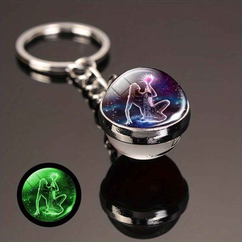 Simple Style Constellation Glass Synthesis Alloy Glass Unisex Keychain display picture 14