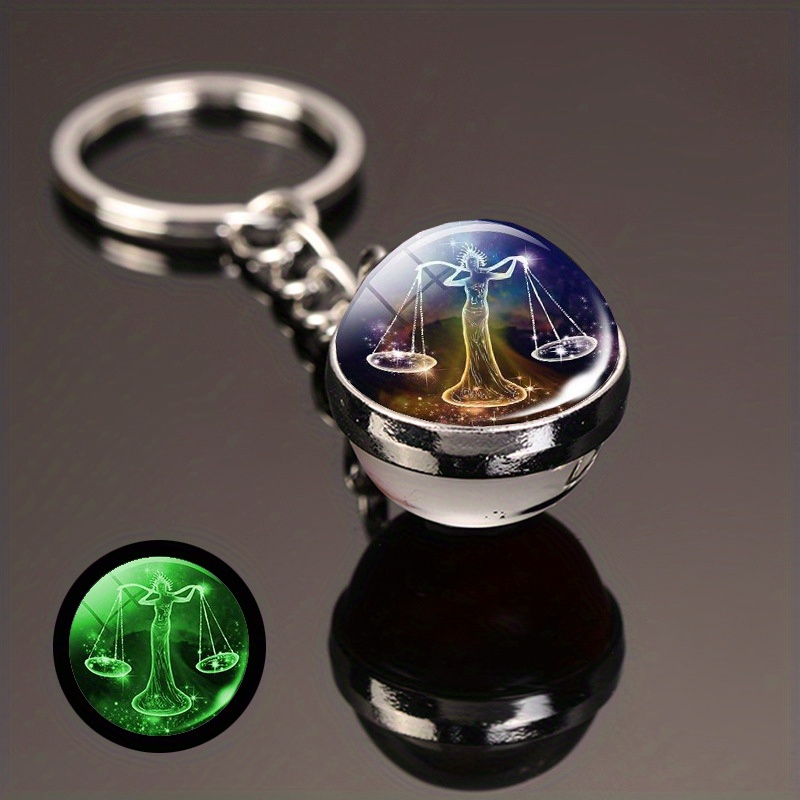 Simple Style Constellation Glass Synthesis Alloy Glass Unisex Keychain display picture 6