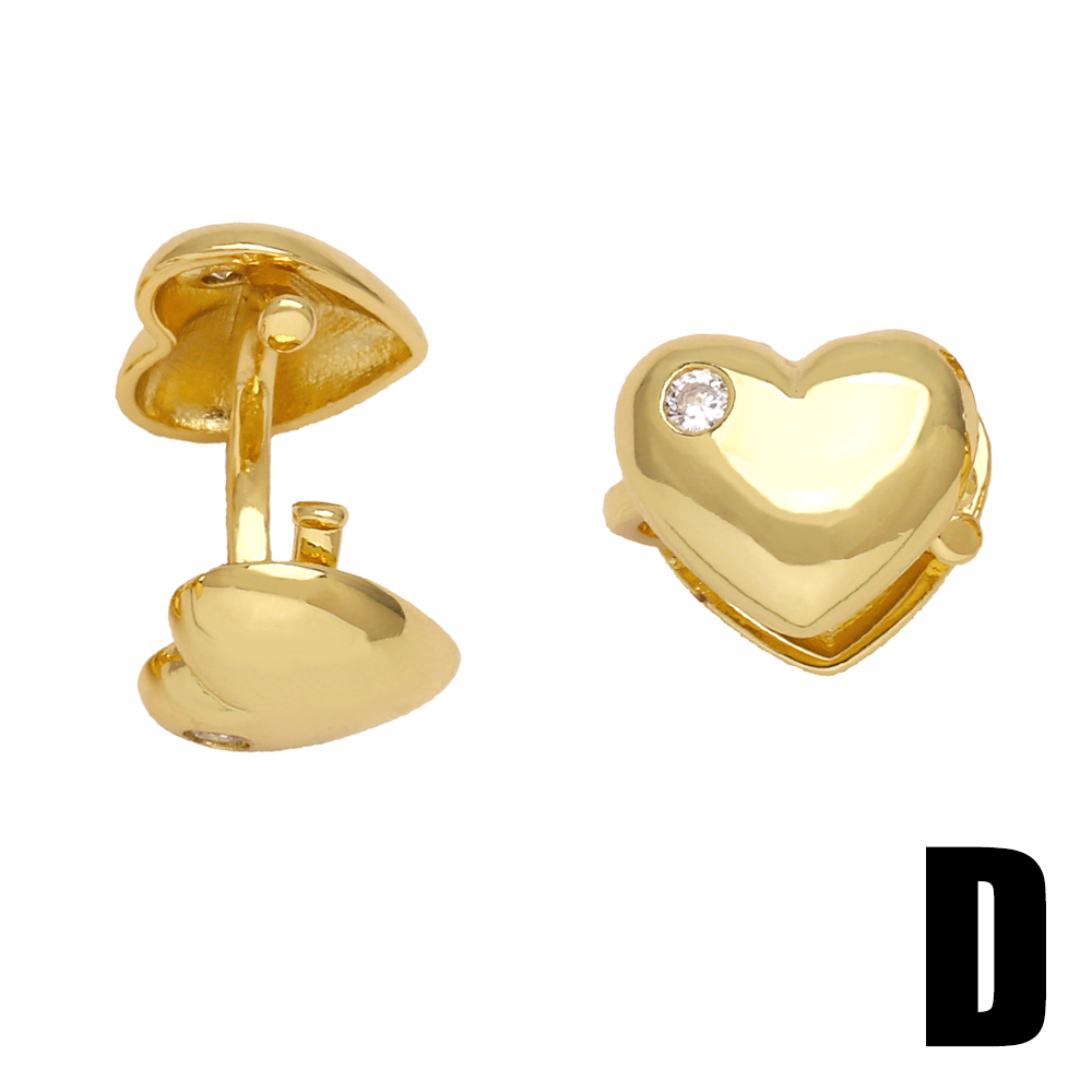 1 Pair IG Style Geometric Heart Shape Inlay Copper Zircon 18K Gold Plated Ear Cuffs display picture 6