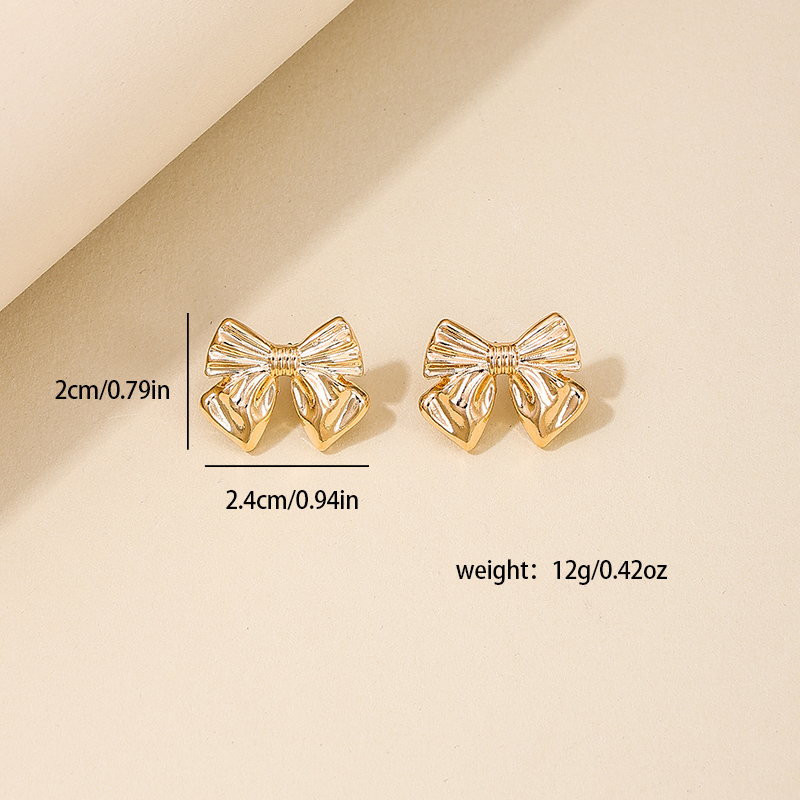 1 Pair Simple Style Bow Knot Plating Alloy Ear Studs display picture 5