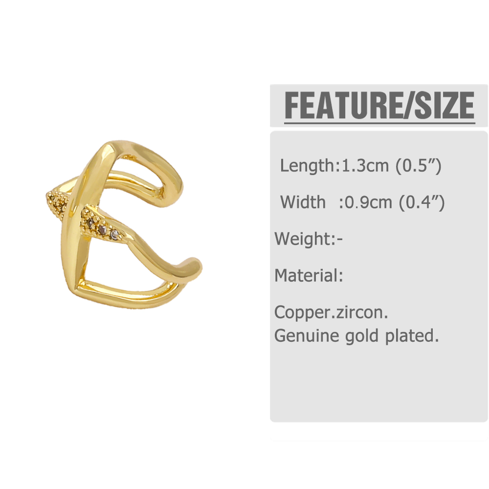 1 Pair Simple Style Geometric Inlay Copper Zircon 18K Gold Plated Ear Cuffs display picture 1