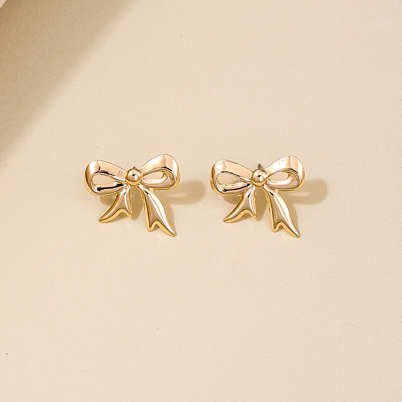 1 Pair Simple Style Bow Knot Plating Alloy Ear Studs display picture 2