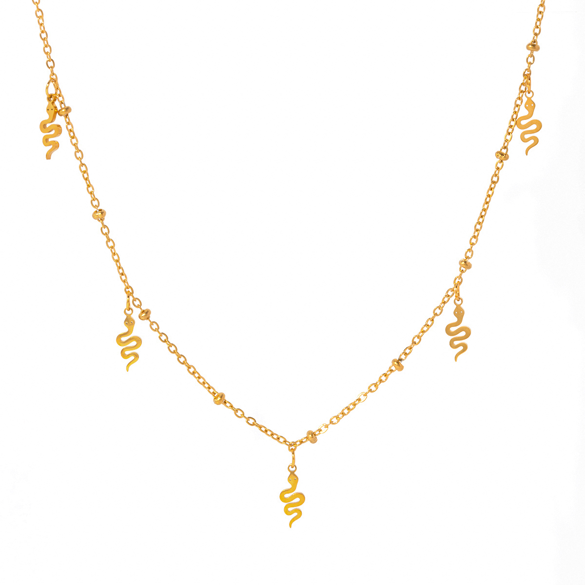 Acero Inoxidable Chapados en oro de 18k Estilo IG Serpiente Collar display picture 2