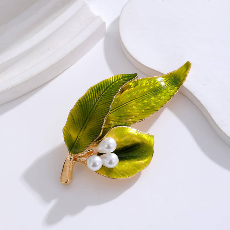IG Style Simple Style Leaf Plant Flower Alloy Inlay Rhinestones Pearl Unisex Brooches display picture 16