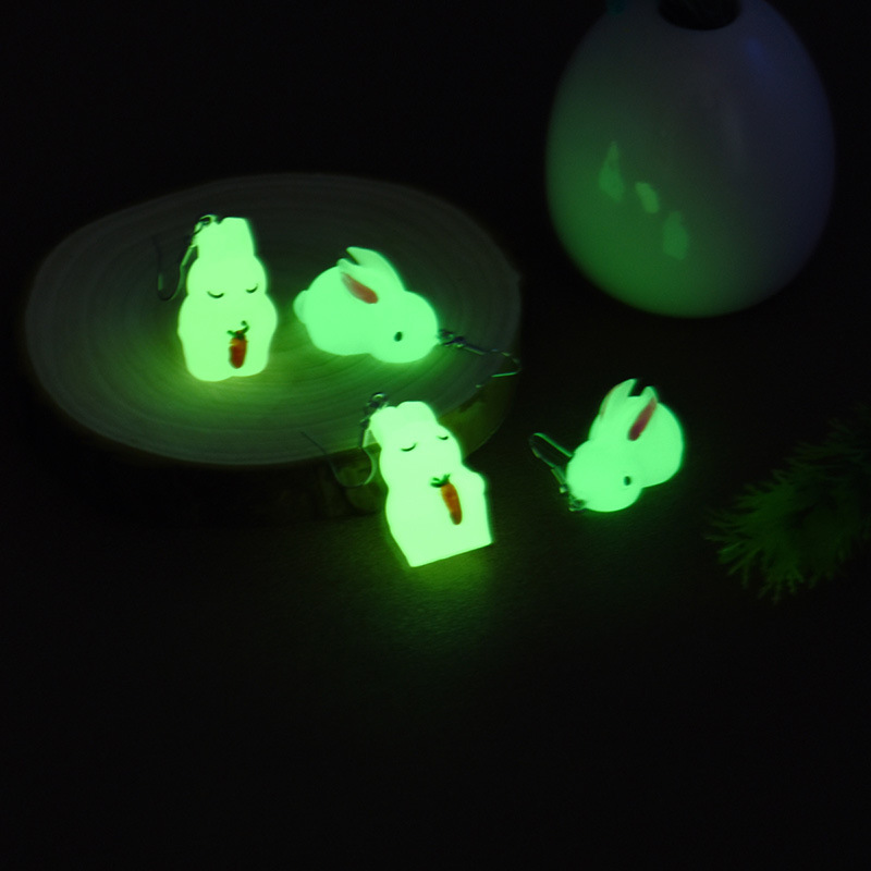 1 Pair IG Style Cute Rabbit Luminous Arylic Resin Drop Earrings display picture 3