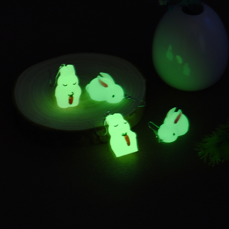 1 Pair IG Style Cute Rabbit Luminous Arylic Resin Drop Earrings display picture 4