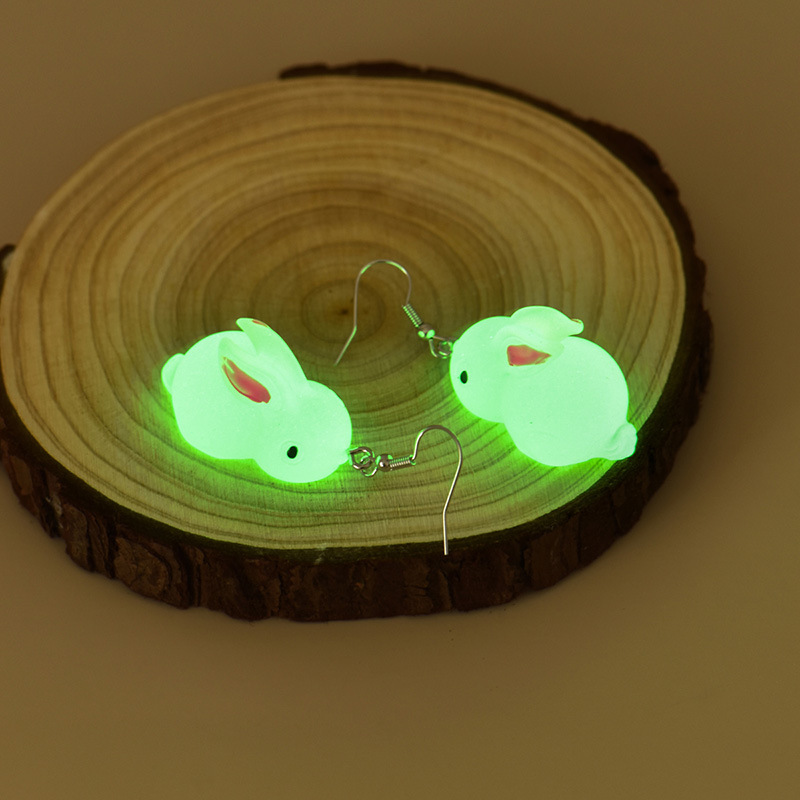 1 Pair IG Style Cute Rabbit Luminous Arylic Resin Drop Earrings display picture 7