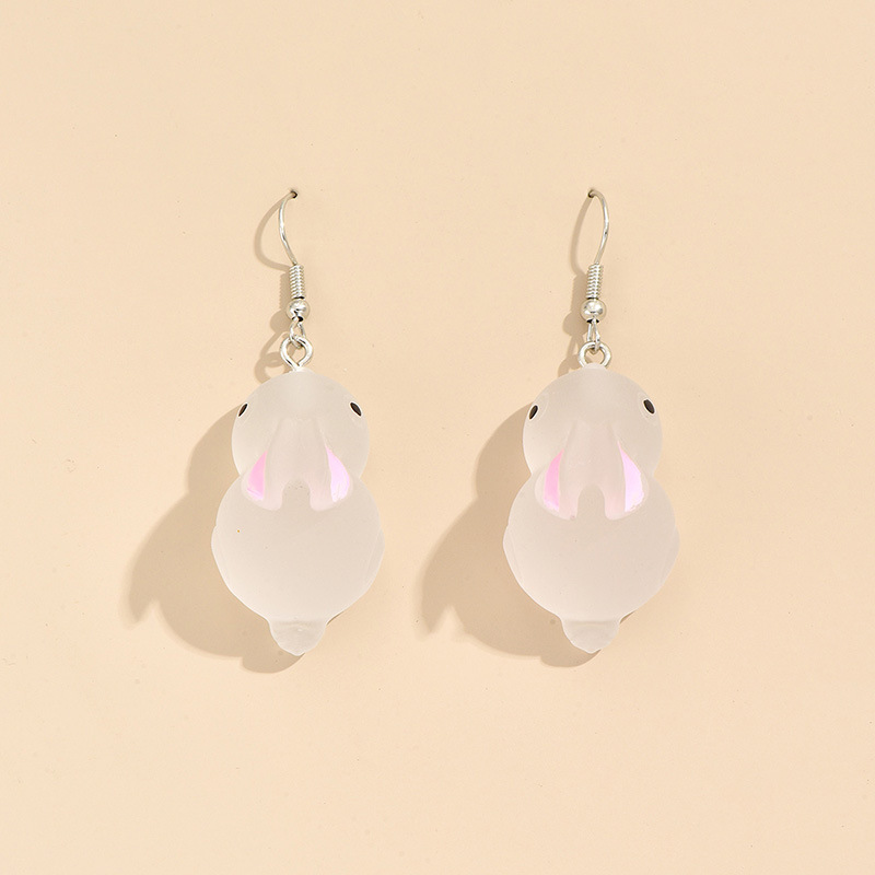 1 Pair IG Style Cute Rabbit Luminous Arylic Resin Drop Earrings display picture 9