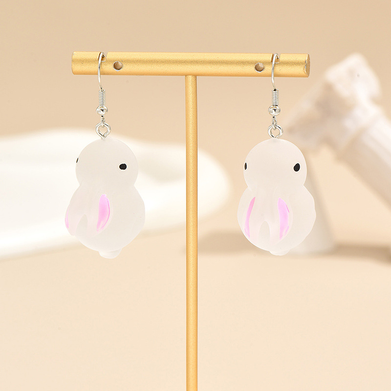 1 Pair IG Style Cute Rabbit Luminous Arylic Resin Drop Earrings display picture 10