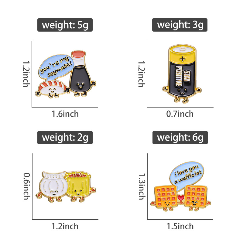 Cartoon Style Battery Food Alloy Plating Unisex Brooches display picture 1