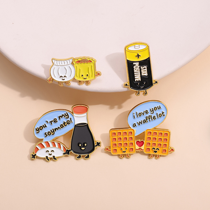 Cartoon Style Battery Food Alloy Plating Unisex Brooches display picture 8