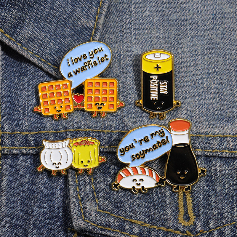 Cartoon Style Battery Food Alloy Plating Unisex Brooches display picture 9