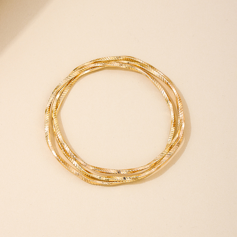 Nordic Style Simple Style Round Fine Lines Alloy Wholesale Bangle display picture 2
