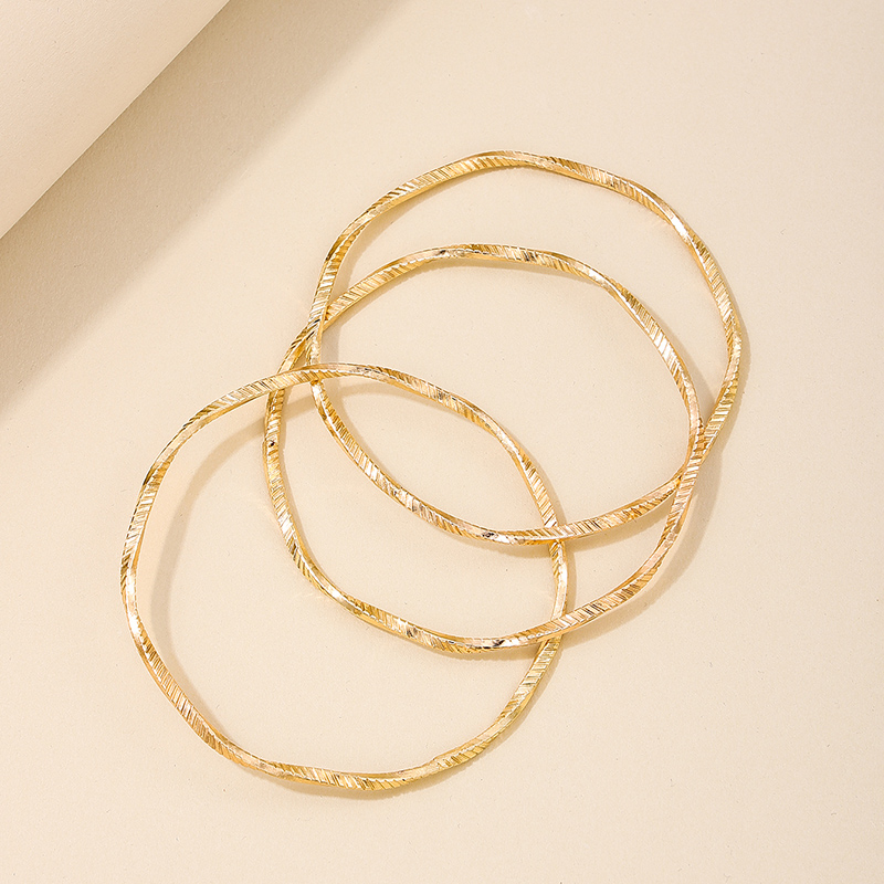 Nordic Style Simple Style Round Fine Lines Alloy Wholesale Bangle display picture 1
