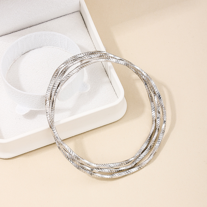 Nordic Style Simple Style Round Fine Lines Alloy Wholesale Bangle display picture 4