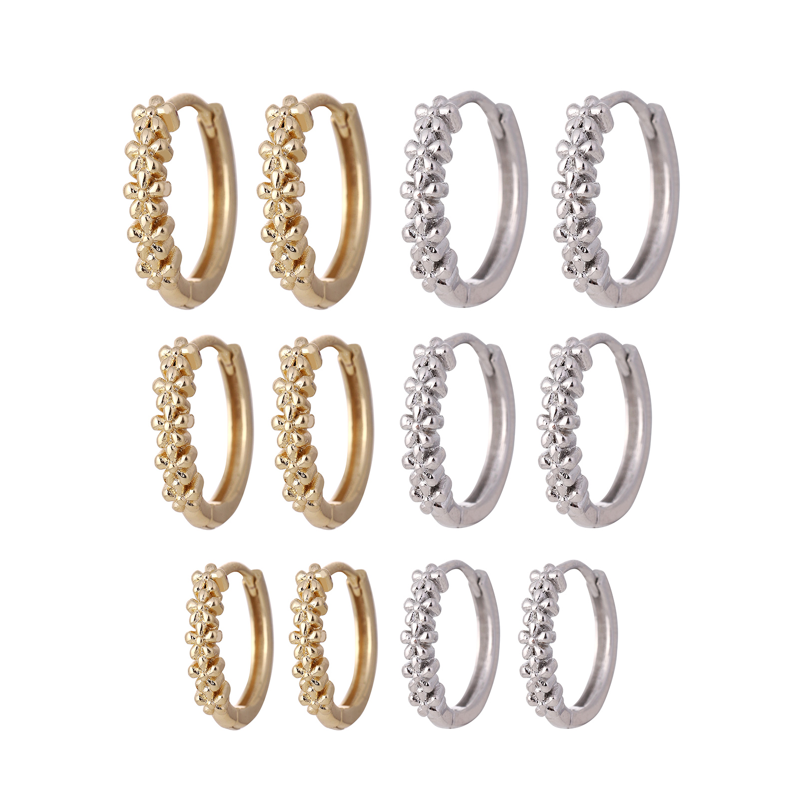 1 Pair Elegant Simple Style Flower Copper K Gold Plated White Gold Plated Hoop Earrings display picture 1