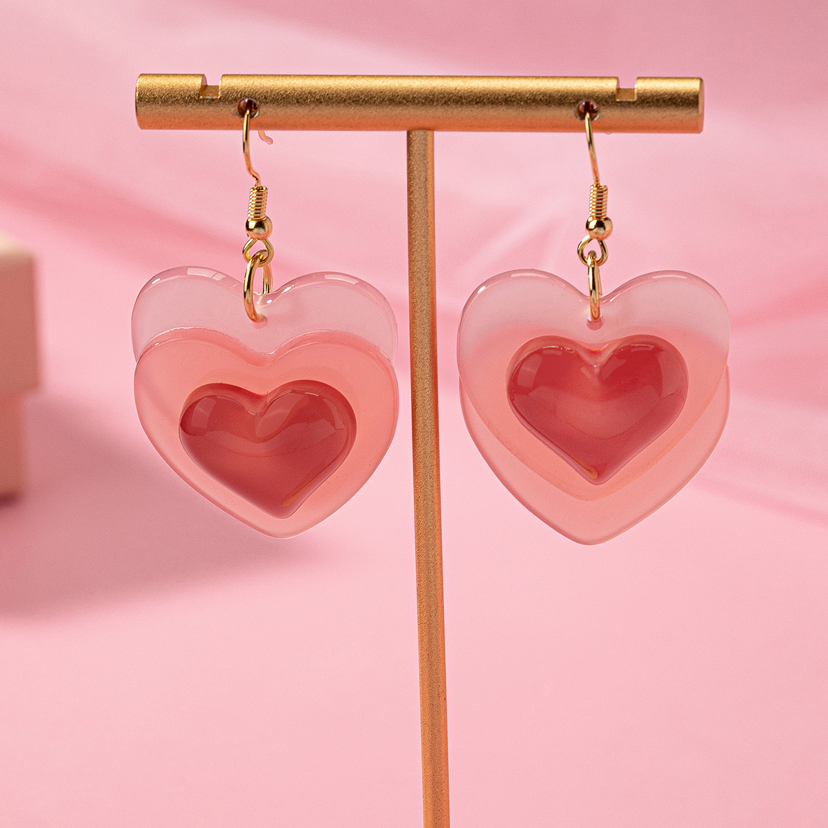 1 Pair Y2K Sweet Heart Shape Arylic Ferroalloy Drop Earrings display picture 1